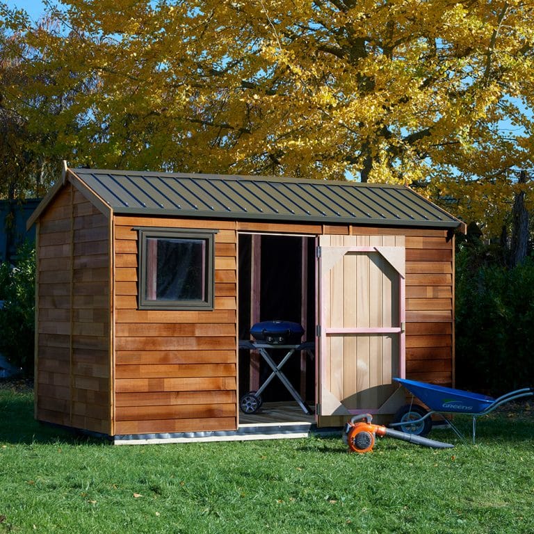 Shed Installation - Cedar Finger Joint Regent colour steel roof